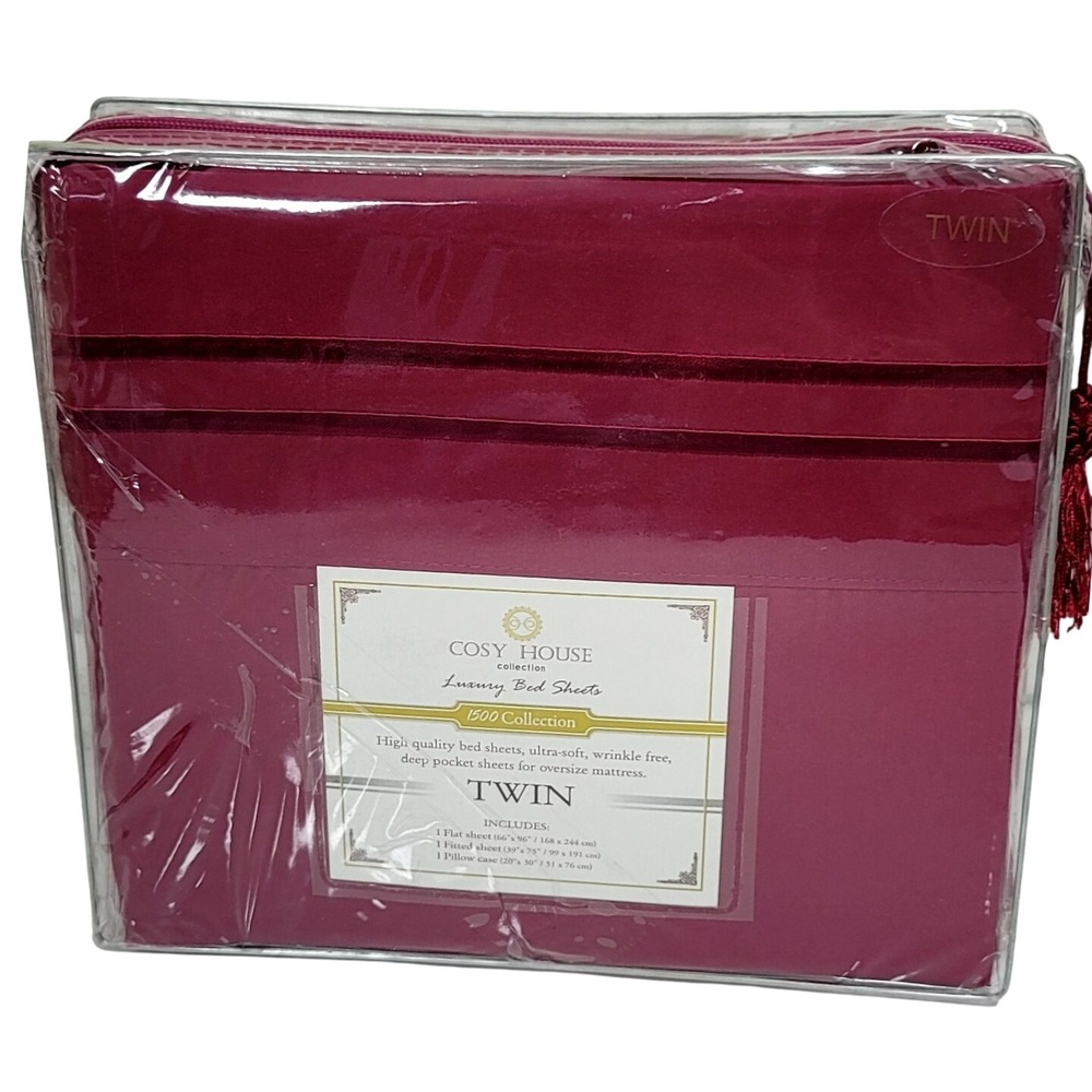 Cosy House Collection 1500 Collection Twin Sheet Set Fuchsia Pink 3pc New